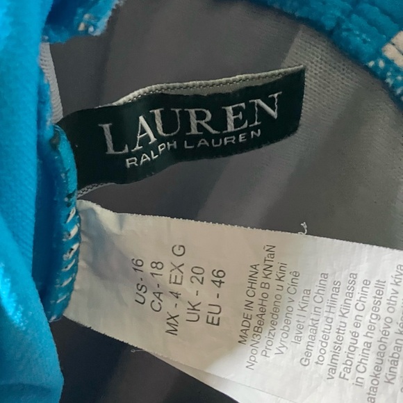 Lauren Ralph Lauren Blue Vintage Inspired Y2K Halter Neck One Piece Swimsuit 16 - Picture 4 of 4